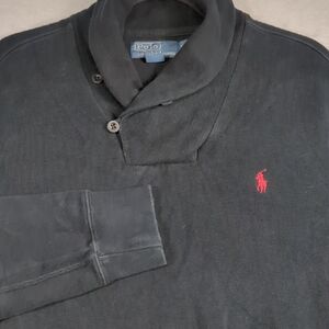 Polo Ralph Lauren Shawl Collar Sweater‎ 100% Cotton Black Mens Size Large